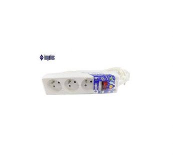 Rallonge Ingelec Blanc Multi-Prises Avec Interrupteur – 1.5m.  3  ptris