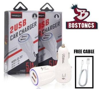 Treqa 2 USB Car Charger 5.1a Cable  Type-c