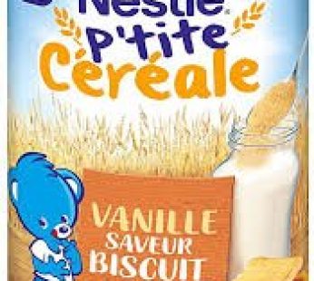 Nestlé. p’tite. céréale. vanille saveur. biscuit  400gr