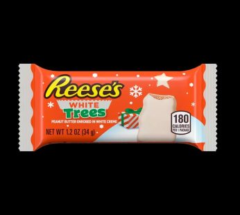 reeses white trees peanut butter enrobéd in whitte crème  34g