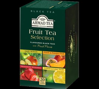 Ahmad  fruit tea sélection Flavoured Black teas  with fruit pièces 20 foiL tea bags